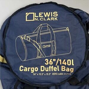 Lewis N. Clark Heavy-Duty Cargo Duffel Neoprene Blue & Gold Bag Travel 36in/140L